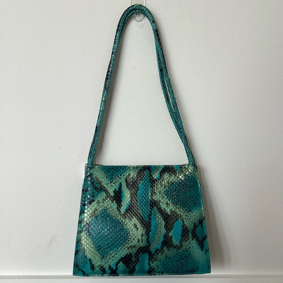 Vintage Y2K Carvela mini bag small snakeskin handbag turquoise - Picture 3 of 11